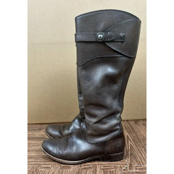 Frye Molly Knee High Boot 3476111 Brown Leather Tall Riding Boot Womens US 7